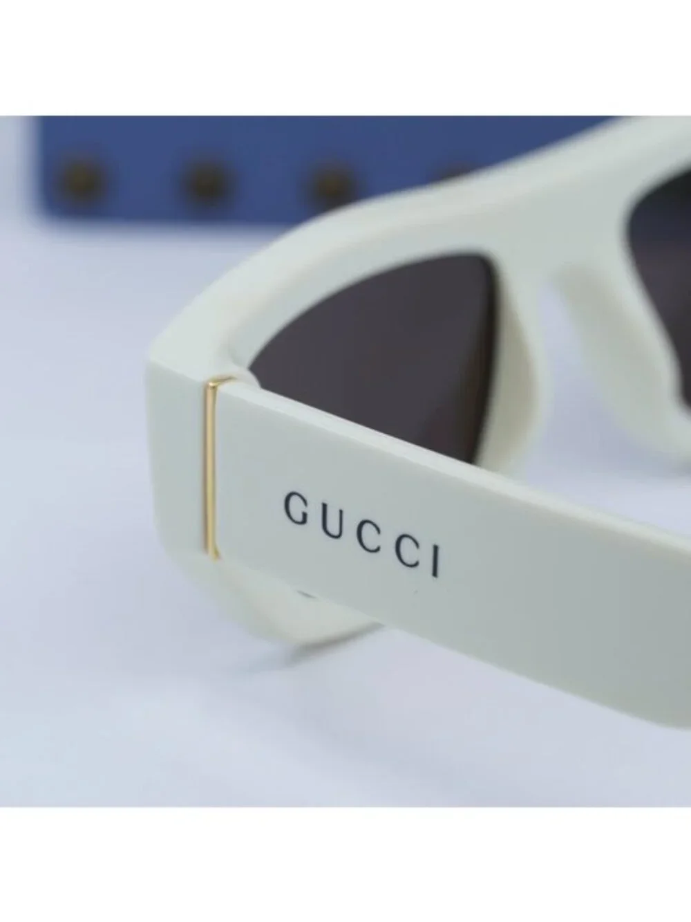 Gucci GG1134S 003 Rectangle Sunglasses - Ivory/Brown